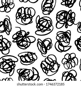 Hand drawn seamless pattern. Monochrome vector background. Design for T-shirt, textile and prints.