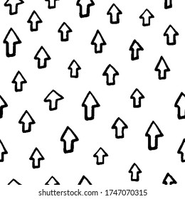 Patrón sin fisuras dibujado a mano. Fondo vectorial monocromo con flechas. Diseño para camisetas, textiles e impresiones.