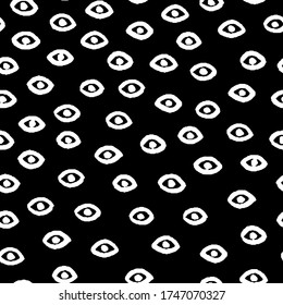 Hand drawn seamless pattern. Monochrome vector background with eye. Design for T-shirt, textile and prints.