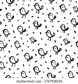 Hand drawn seamless pattern. Monochrome vector background. Design for T-shirt, textile and prints.