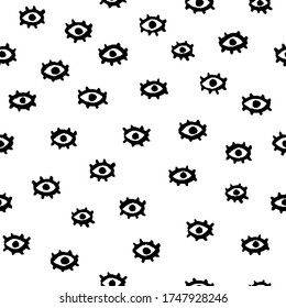 Hand drawn seamless pattern. Monochrome vector background with eye. Design for T-shirt, textile and prints.
