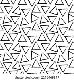 Hand drawn seamless pattern. Monochrome vector background with geometric figures. Design for T-shirt, textile and prints. High contrast, visual stimulation