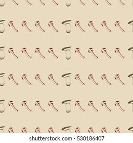 Hand drawn seamless pattern with mushrooms.