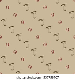 Hand drawn seamless pattern with mushrooms.