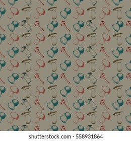Hand drawn seamless pattern with mushrooms.