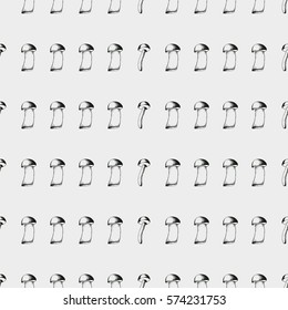 Hand drawn seamless pattern with mushrooms.
