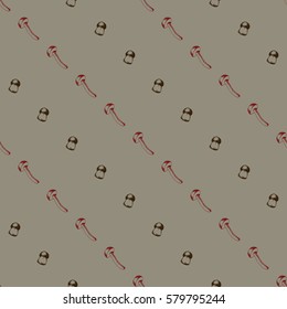Hand drawn seamless pattern with mushrooms.