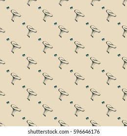 Hand drawn seamless pattern with mushrooms. Vector doodle illustration.