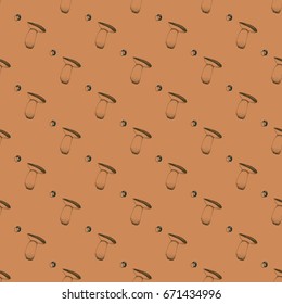 Hand drawn seamless pattern with mushrooms. Vector doodle illustration.