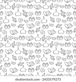 Hand Drawn Seamless Pattern Muslim Element