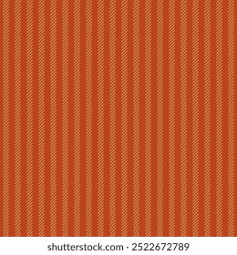 Hand drawn seamless pattern with narrow, diagonal lines forming vertical stripes against a rich reddish-orange background. Suitable for textiles, wallpapers, and graphic designs.