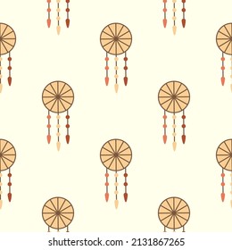 Hand drawn seamless pattern with native american dreamcatcher