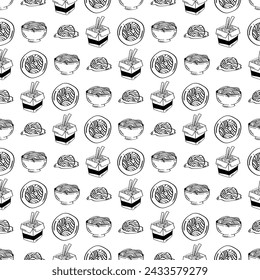 Hand Drawn Seamless Pattern Noodle