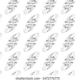 Hand Drawn seamless pattern ocean wave doodle. Sketch style icon. Isolated on white background. Flat design. Vector illustration.