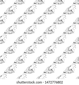 Hand Drawn seamless pattern ocean wave doodle. Sketch style icon. Isolated on white background. Flat design. Vector illustration.