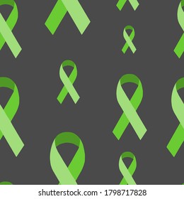 Hand drawn seamless pattern on the theme of World Lymphoma Awareness Day on September 15. Decorated with a Ribbon, Lymphoma Awareness symbol.