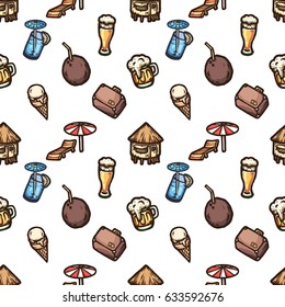 Hand drawn seamless pattern on a vacation theme.
