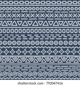 Hand drawn seamless pattern on blue background