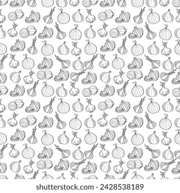 Hand Drawn Seamless Pattern Onion