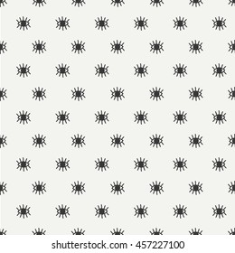 Hand drawn seamless pattern with open and close eyes. Wrapping paper. Vector background. Casual texture. Illustration. Bohemian style. Tribal print. Ethnic doodle art elements. Eye pattern.