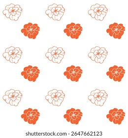 Hand drawn seamless pattern with orange and white flowers.