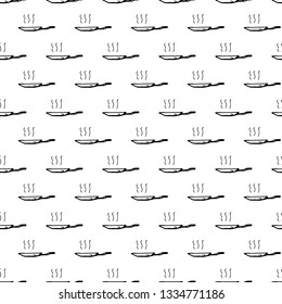 Hand Drawn seamless pattern pan doodle. Sketch style icon. Decoration element. Isolated on white background. Flat design. Vector illustration.
