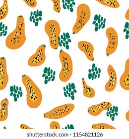 hand drawn Seamless pattern with papaya vector