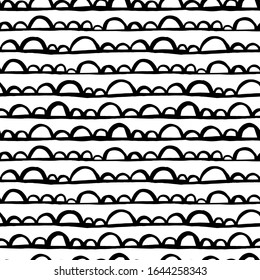 Hand drawn seamless pattern. Party abstract design. Art for different purposes. Ready-to-use design template. Vector illustration.