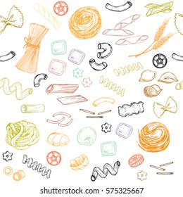 hand drawn seamless pattern pasta