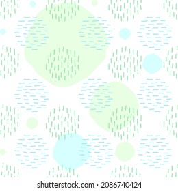 Hand drawn seamless pattern. Pastel colored round spots, brush strokes on a white background. Vector abstract background.