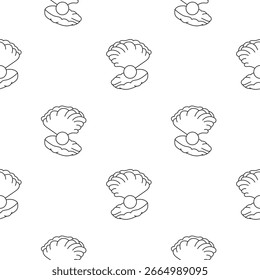 hand drawn seamless pattern of pearl shells on a white background