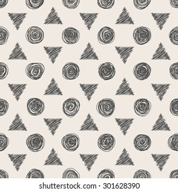 Hand drawn seamless pattern with pencil triangle