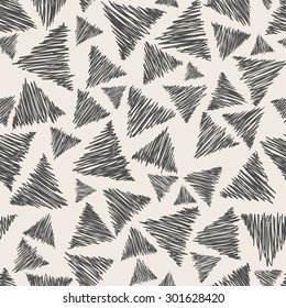 Hand drawn seamless pattern with pencil triangle