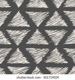 Hand drawn seamless pattern with pencil triangle