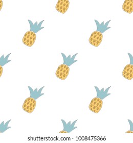 Hand Drawn Seamless Pattern with pineapples.Great for wedding cards, postcards, t-shirts, bridal invitations, brochures, posters, gift wrapping, wallpapers, etc.Vector Illustration