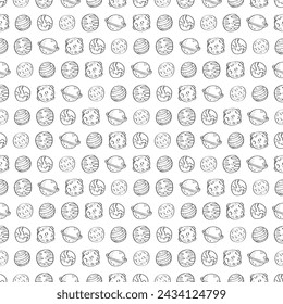 Hand Drawn Seamless Pattern Planet