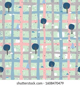 Hand Drawn Seamless Pattern with plants and berries. Artistic Creative Design. Great for backgrounds, backdrops, cars, postcards, invitations, headers, brochures, posters,wall art, flyer, etc.