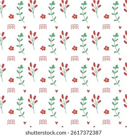 Hand drawn seamless pattern with plants