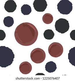 Hand Drawn seamless pattern polka dots two in colors. Elements are not cropped. Pattern under the mask. Vector. Perfect design for posters, cards, textile, web etc.