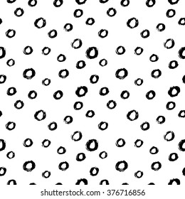 Dibujado a mano sin patrón. Adorno de lunares para envolver papel. Fondo adornado monocromo. Elementos geométricos dibujados a mano. 