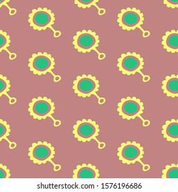 Hand drawn seamless pattern with rattle. Vector illustration. EPS 10