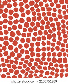 Hand drawn seamless pattern with red chaotic polca dots. Vector illustraton. Fashion background.