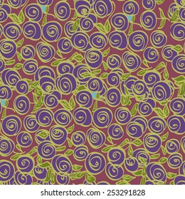 Hand drawn seamless pattern with roses. Cute background. Can be used as packing paper, card. Zentagles.
