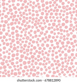 Hand drawn seamless pattern with round shapes. Dots texture on white background. Wrapping, wall art design. Vector illustration.