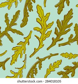 Hand drawn seamless pattern with ruccola for textile design / Vector illustration