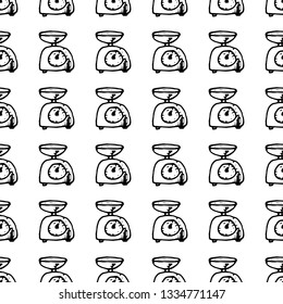Hand Drawn seamless pattern scale doodle. Sketch style icon. Decoration element. Isolated on white background. Flat design. Vector illustration.