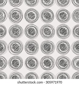 Hand drawn seamless pattern with scribbles circles