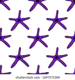 Estrellas marinas de diseño a mano aisladas en fondo blanco. Patrón vectorial