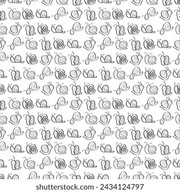 Hand Drawn Seamless Pattern Snail