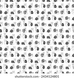 Hand Drawn Seamless Pattern Snail